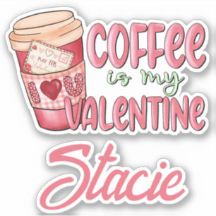 Sticker Café rouge rose Mon Valentine Nom