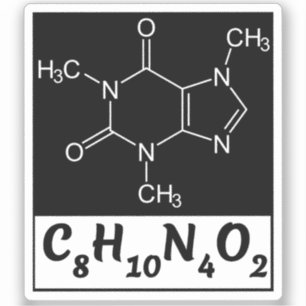 Sticker Caféine Formule moléculaire - Café noir