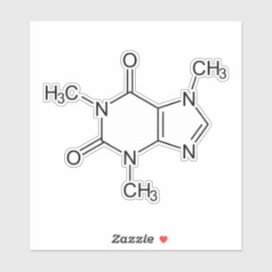 Sticker Caféine Molécule Chimie Café Atomes