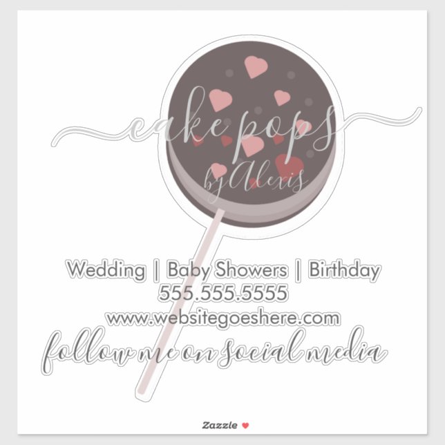 Sticker Cake Pop Cookie Logo Boulangerie Voiture d'affaire (Feuille)