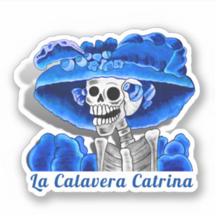 Sticker Calavera Blue Dia De Los Muertos
