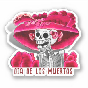 Sticker Calavera Red Dia De Los Muertos