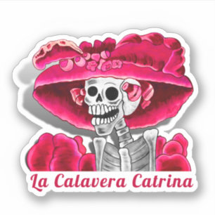 Sticker Calavera Red Dia De Los Muertos