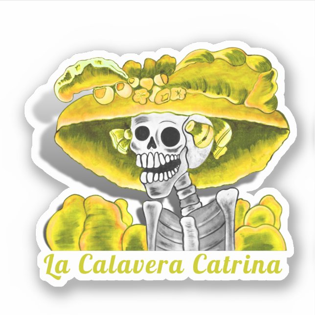 Sticker Calavera Yellow Dia De Los Muertos (Devant)