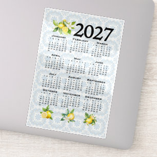 Sticker Calendrier 2027 Citrons Italien Méditerranéen Carr