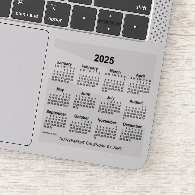 Sticker Calendrier transparent 2025 par Janz (Détail)