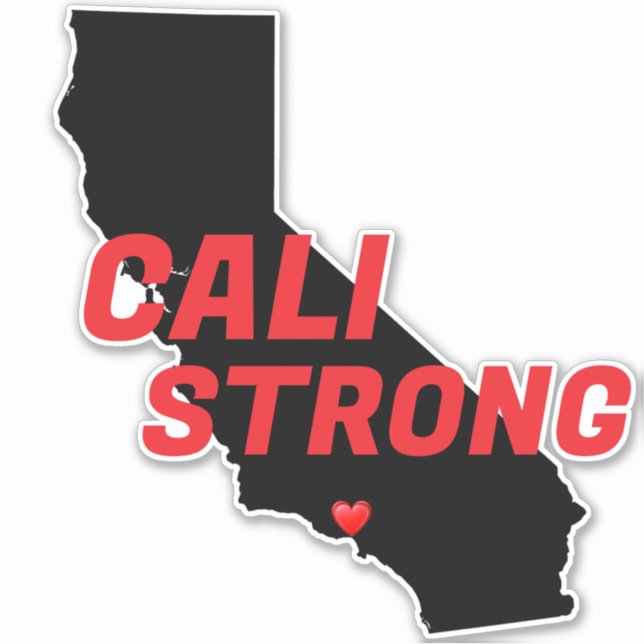 Sticker CALI STRONG Red Blk CA Solid Heart (Devant)