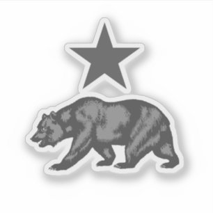 Sticker California Bear and Star - Noir et blanc