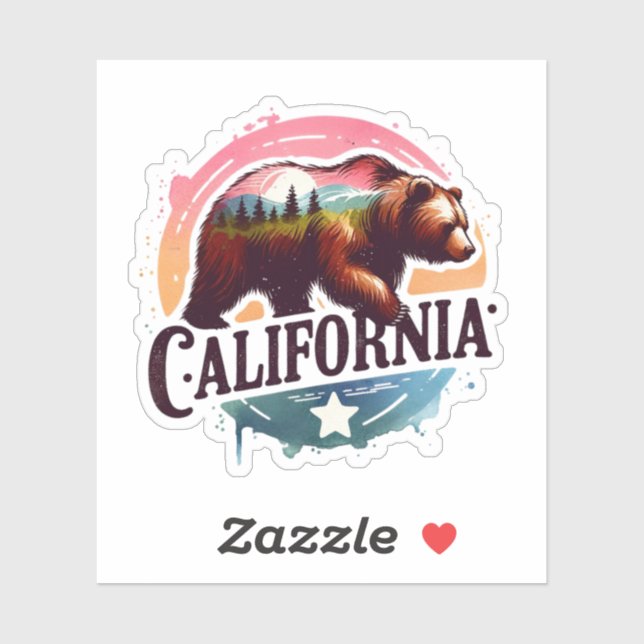 Sticker Californie, Grizzly Bear, (Feuille)