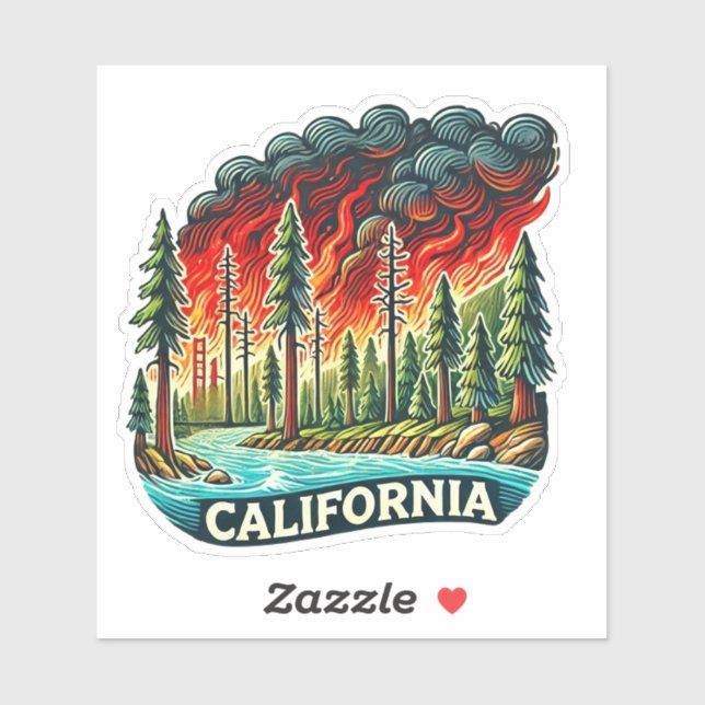 Sticker CALIFORNIE Porte - clé D'INCENDIE (Feuille)