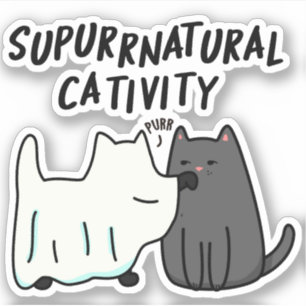 Sticker Calin Surnaturel Activité Drôle de Chat Pun