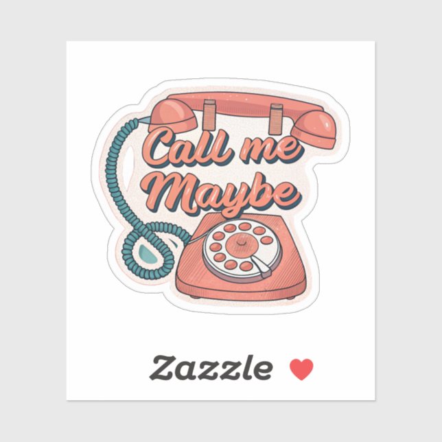 Sticker Call Me Maybe | Retro Rotary Phone Pop Aesthetic S (Feuille)