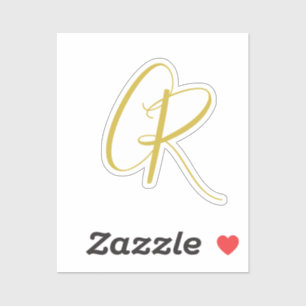 Sticker Calligraphie couleur or monogramme moderne minimal