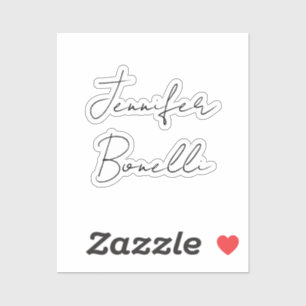 Sticker Calligraphie Elégant Noir Blanc Plaine Nom simple