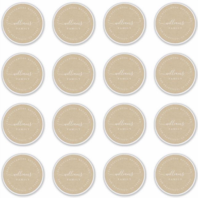 Sticker Calligraphie personnalisable Kraft 6,9 cm 2,72 pou (Devant)