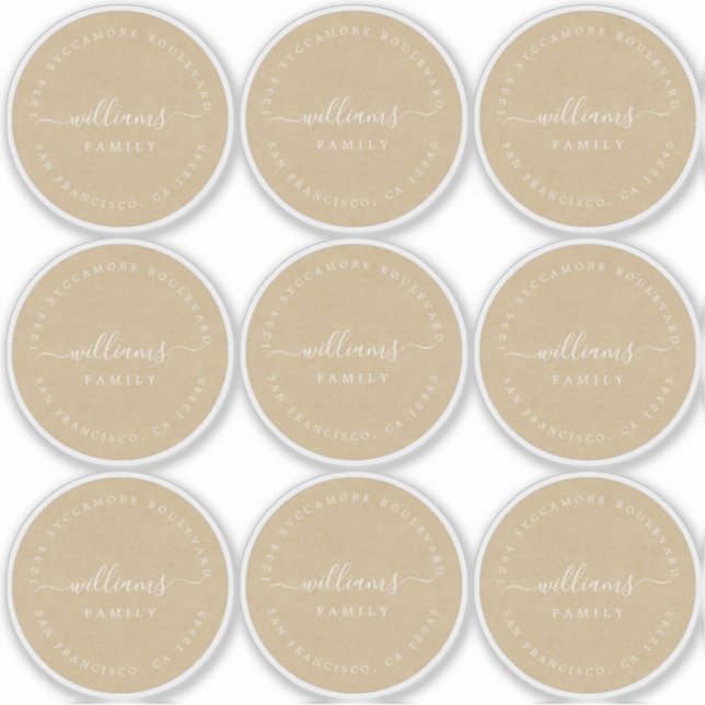 Sticker Calligraphie personnalisable Kraft 6 cm 2,36 pouce (Devant)