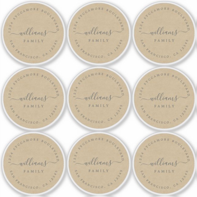 Sticker Calligraphie personnalisable Kraft 6 cm 2,36 pouce (Devant)