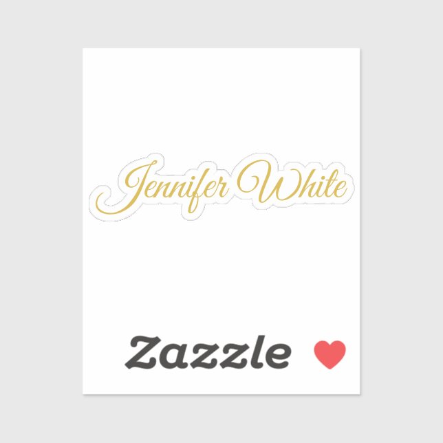 Sticker Calligraphy Elegant Gold & White Bold Retro Name (Feuille)