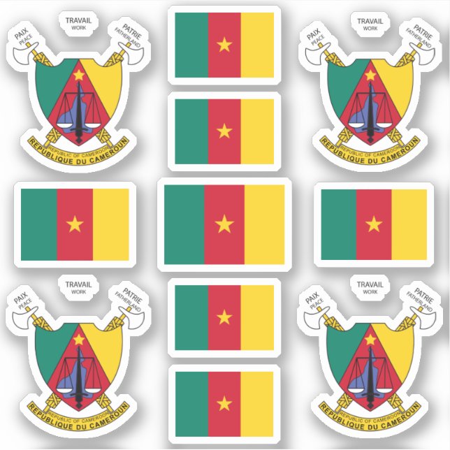 Sticker Cameroun - symboles nationaux /Armoiries et drapea (Devant)