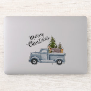 Sticker Camion de Noël avec pins et animaux de forêt