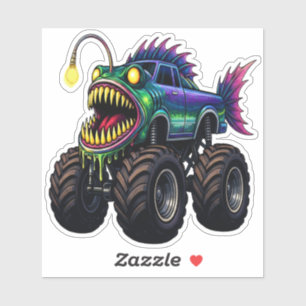 Sticker Camion Monstre Poisson Pêcheur