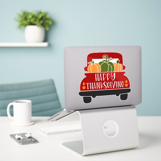 Sticker Camion Thanksgiving (Ordinateur portable sur le bureau)
