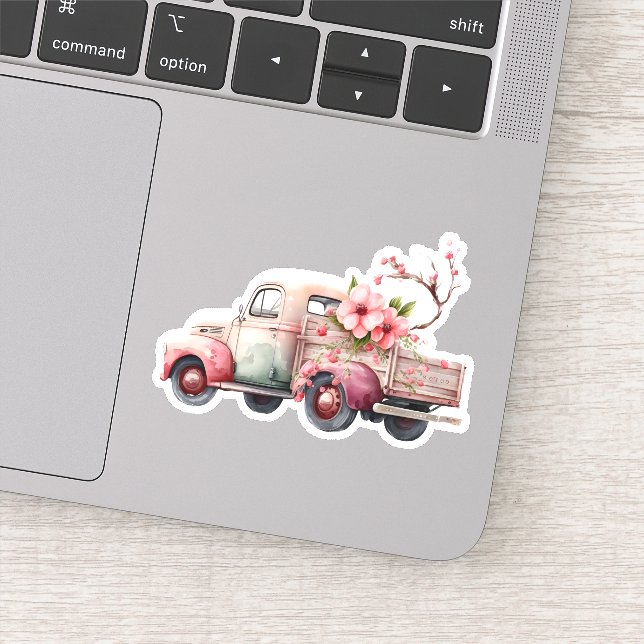 Sticker Camion Vintage rose (Détail)