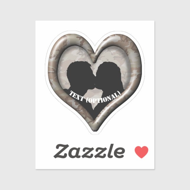 Sticker Camouflage du désert de Coeur Couple (Feuille)