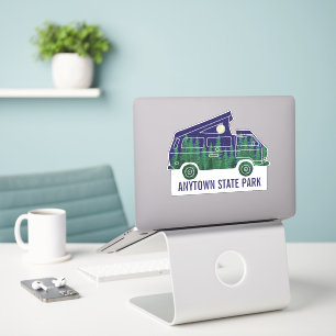 Sticker Camper Van avec tente Pop Up Texte personnalisé