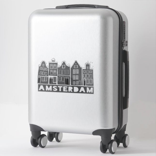 Sticker Canal House Amsterdam Holland Black White (Sur valise)