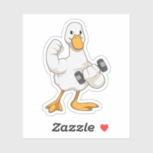 Sticker Canard à Bodybuilding avec Dumbbell