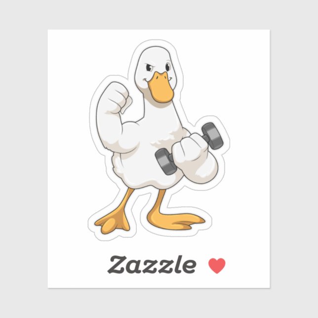 Sticker Canard à Bodybuilding avec Dumbbell (Feuille)