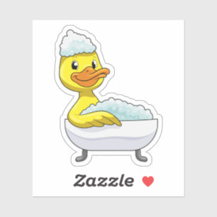 Sticker Canard à la baignade avec baignoire et mousse