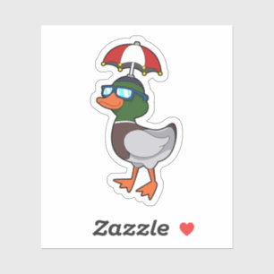Sticker Canard à la pluie avec Umbrella.PNG