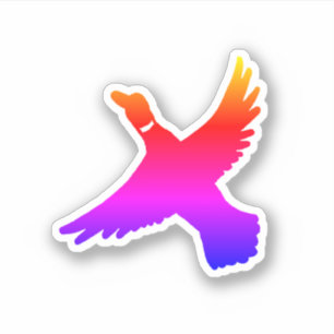 Sticker Canard arc-en-ciel minimaliste
