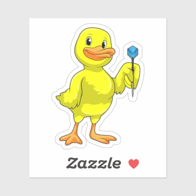 Sticker Canard aux fléchettes avec tarte (Feuille)