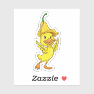 Sticker Canard avec Casquette Bell jaune