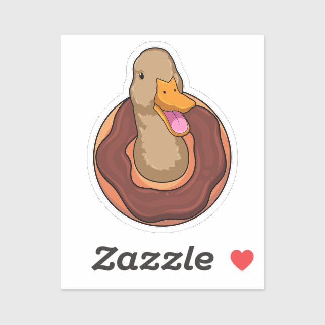 Sticker Canard avec Donut (Feuille)