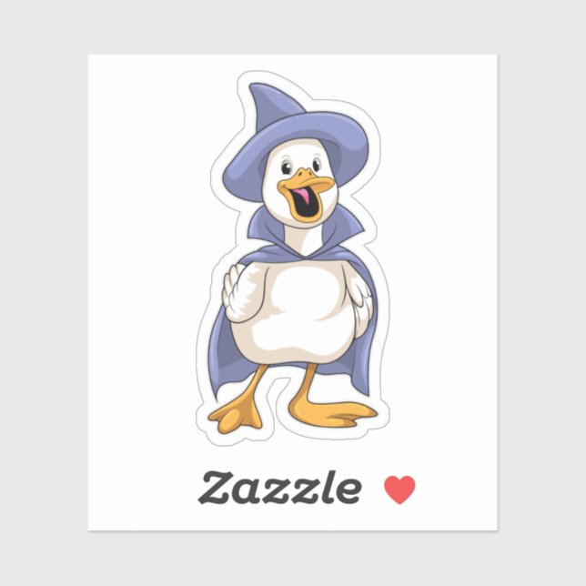Sticker Canard comme sorcière avec Casquette (Feuille)