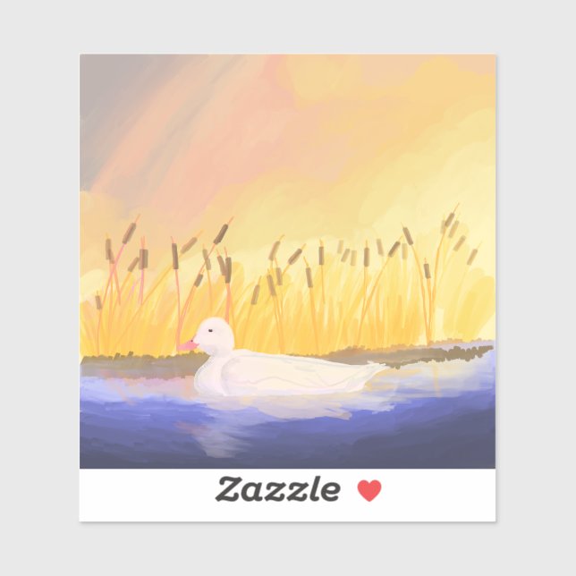 Sticker Canard dans l'étang au coucher du soleil (Feuille)