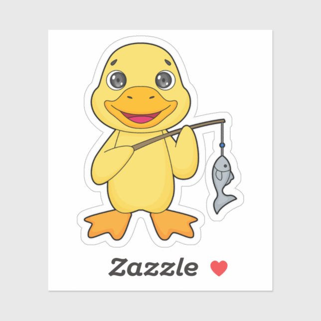 Sticker Canard de pêche de canard (Feuille)