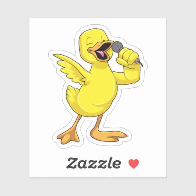 Sticker Canard en chanteur avec microphone (Feuille)
