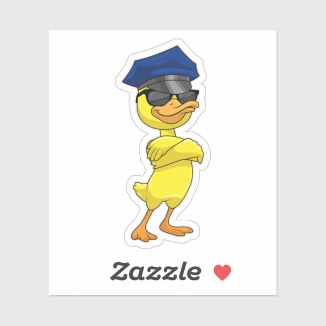 Sticker Canard en tant qu'officier de police avec casquett (Feuille)