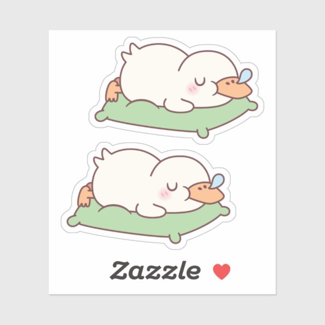 Sticker Canard mou Dormir sur le Coussin (Feuille)