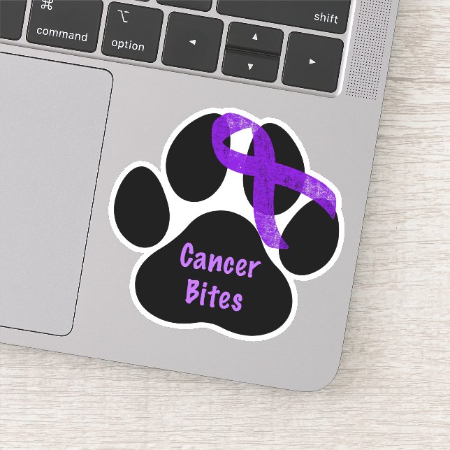 Sticker Cancer mord Empreinte de patte Purple Ribbon Pancr (Détail)