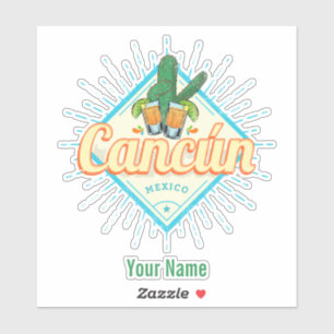 Sticker Cancun Mexique Dancing Cactus Tequila Vintage