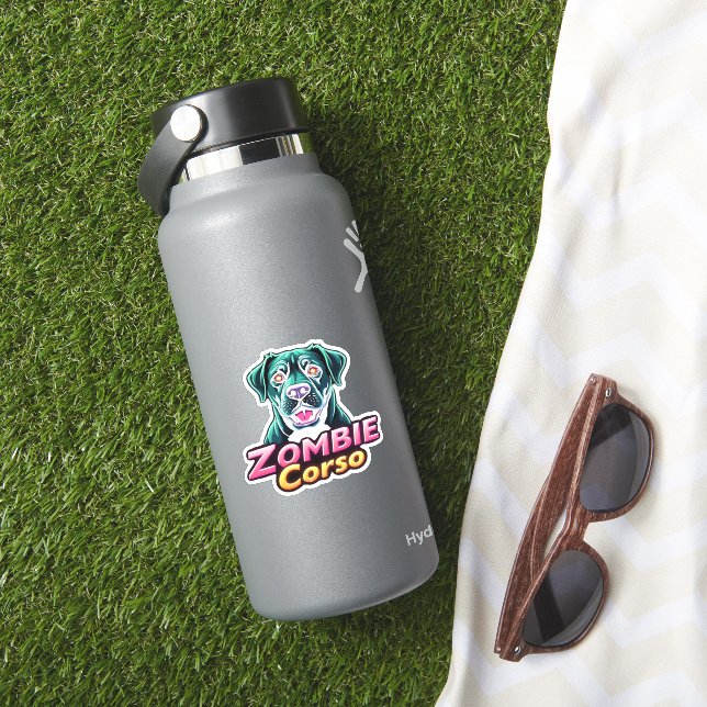 Sticker Cane Corso Italien Mastiff Chien Zombie Halloween  (HydroFlask Insitu)