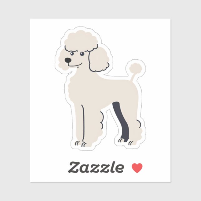 Sticker Caniche mignon (Feuille)