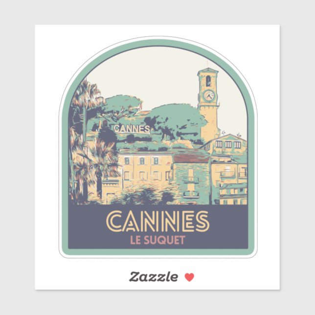 Sticker Cannes ville France vue sur la vieille ville de su (Feuille)