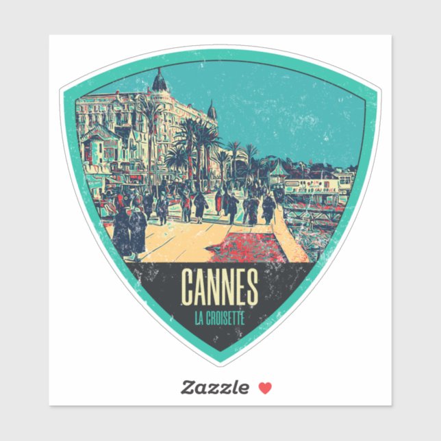 Sticker Cannes ville France Vue vintage sur la croisette (Feuille)